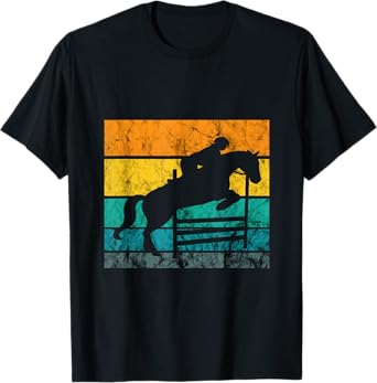 Show Jumping Retro Vintage Equestrian Rider Horseback Riding T-Shirt