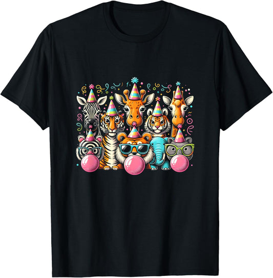 Animals Wildlife Birthday Zoo Day Animals Blowing Bubble Gum T-Shirt
