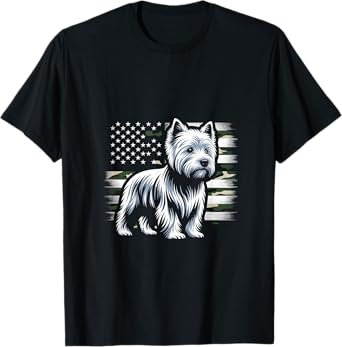 West Highland White Terrier Dog USA Flag Women Men T-Shirt