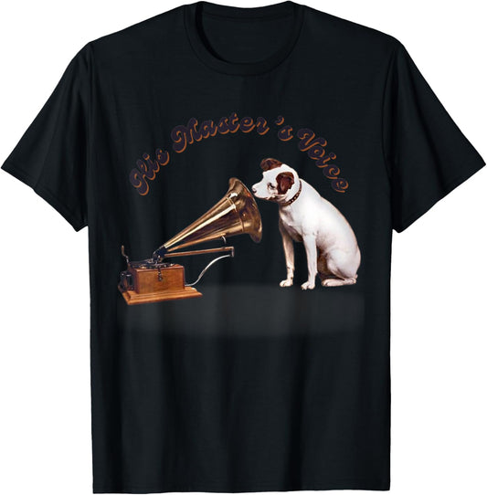 His Master's Voice RCA Victor Nipper Dog T-Shirt, Small, Black