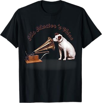 JRT Designs His Master's Voice RCA Victor Nipper Dog T-Shirt, Small, Black