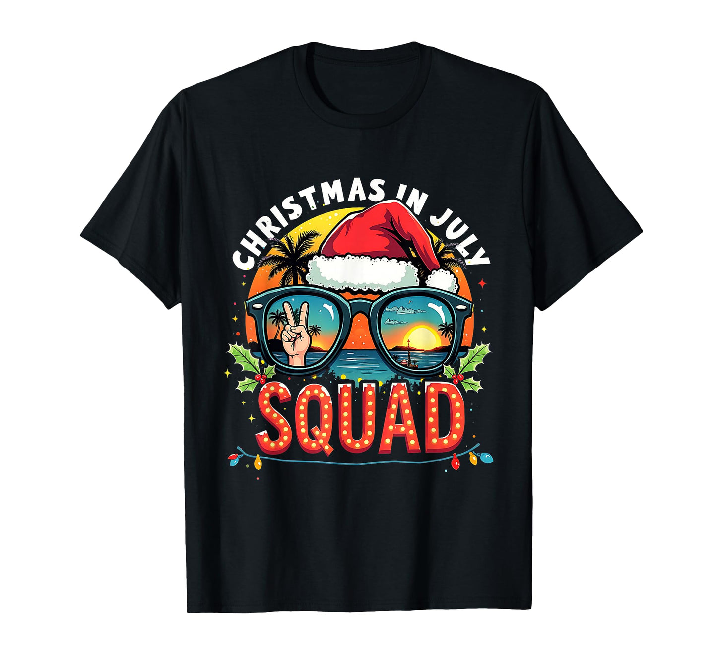 Funny Santa Summer Reindeers Christmas In July Squad T-Shirt