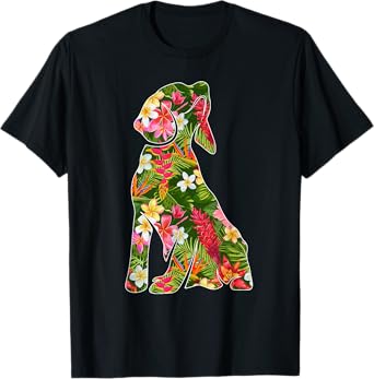 Funny Silhouette Of Beagle Dog Hawaiian Floral Summer Vibes T-Shirt for Men Women Kids