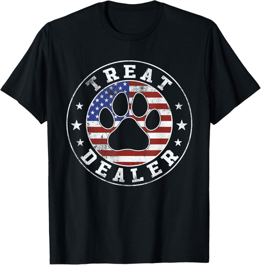 Dog Treat Dealer Dog Lover US American Flag Men Women T-Shirt