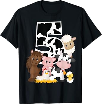 5th Birthday Farm Theme Birthday Gift 5 Years Old Toddler Kids T-Shirt