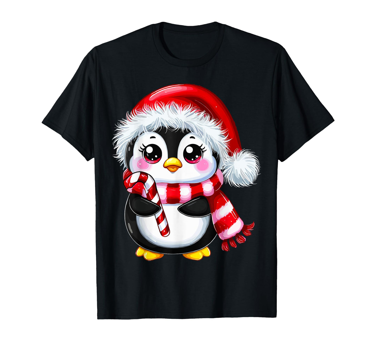 Penguin Christmas Lover Unisex-Adult T-Shirt Black Small Modern Casual Cartoon Christmas Winter Pull On 1 Count 0 Pockets Lightweight Unique Design Slightly Stretchable T-Shirt