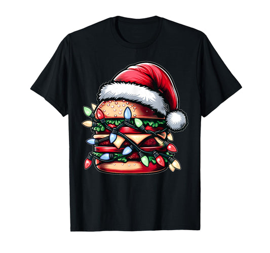 Burger Hamburger Christmas Hat Xmas T-Shirt