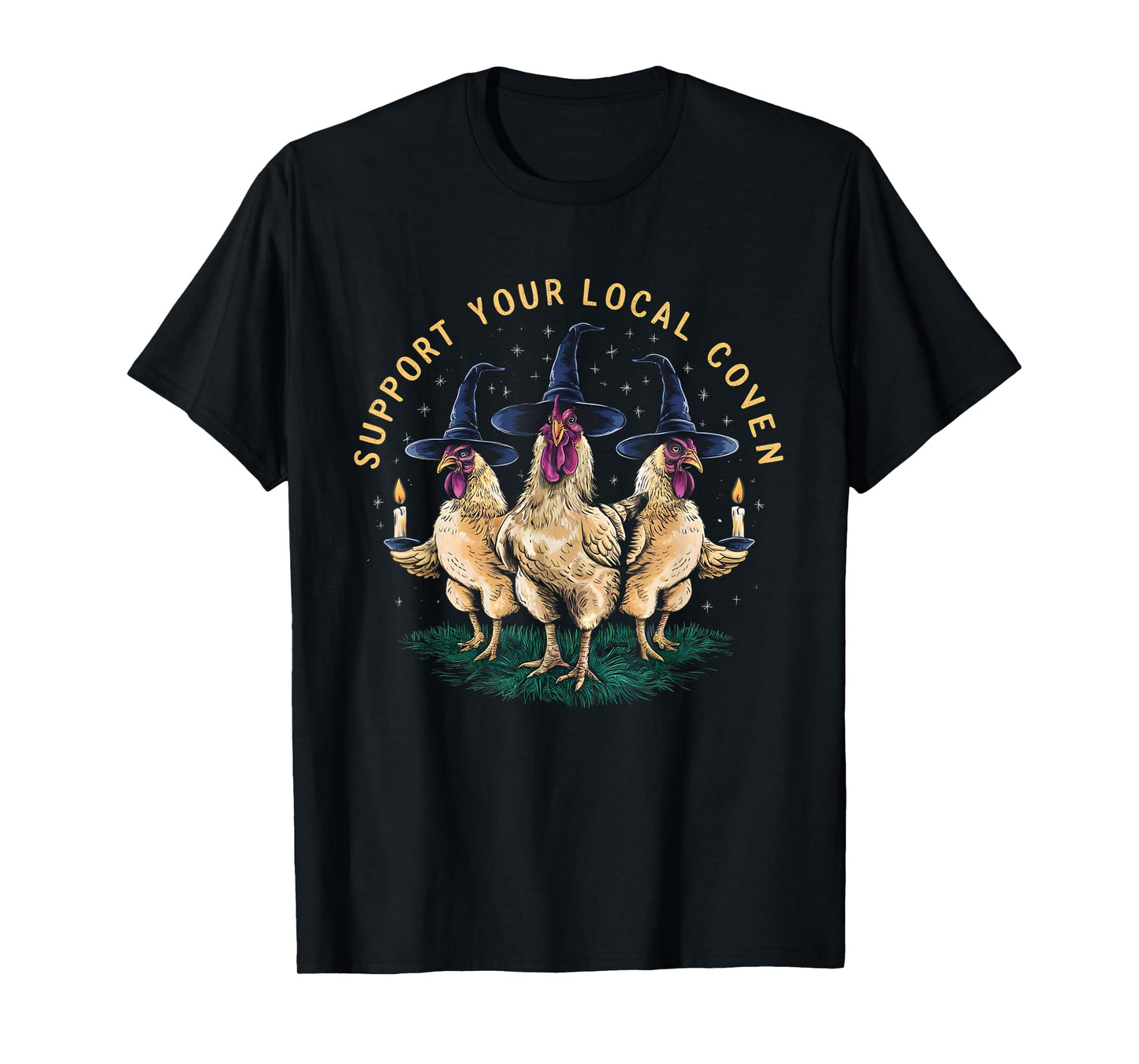 Support Your Local Coven Funny Farm Witch Chicken Halloween T-Shirt