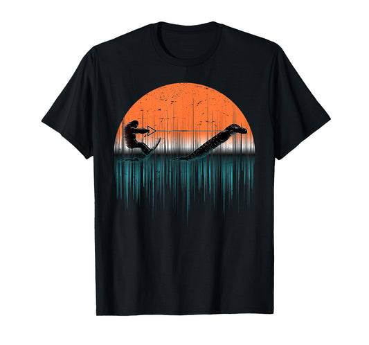 Cryptid Funny Bigfoot Water Skiing Loch Ness Monster Bigfoot T-Shirt