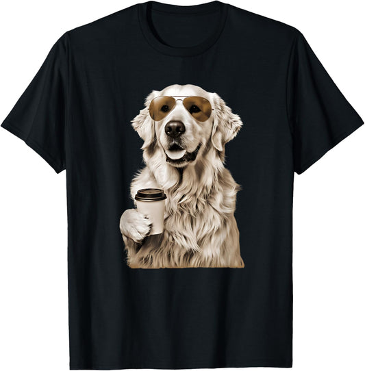 English Cream Golden Retriever Coffee Dog Mom Dad T-Shirt