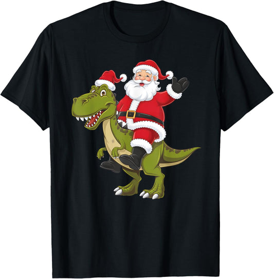 Dinosaur Lover Xmas Lights Santa Ride Dinosaur Christmas T-Shirt