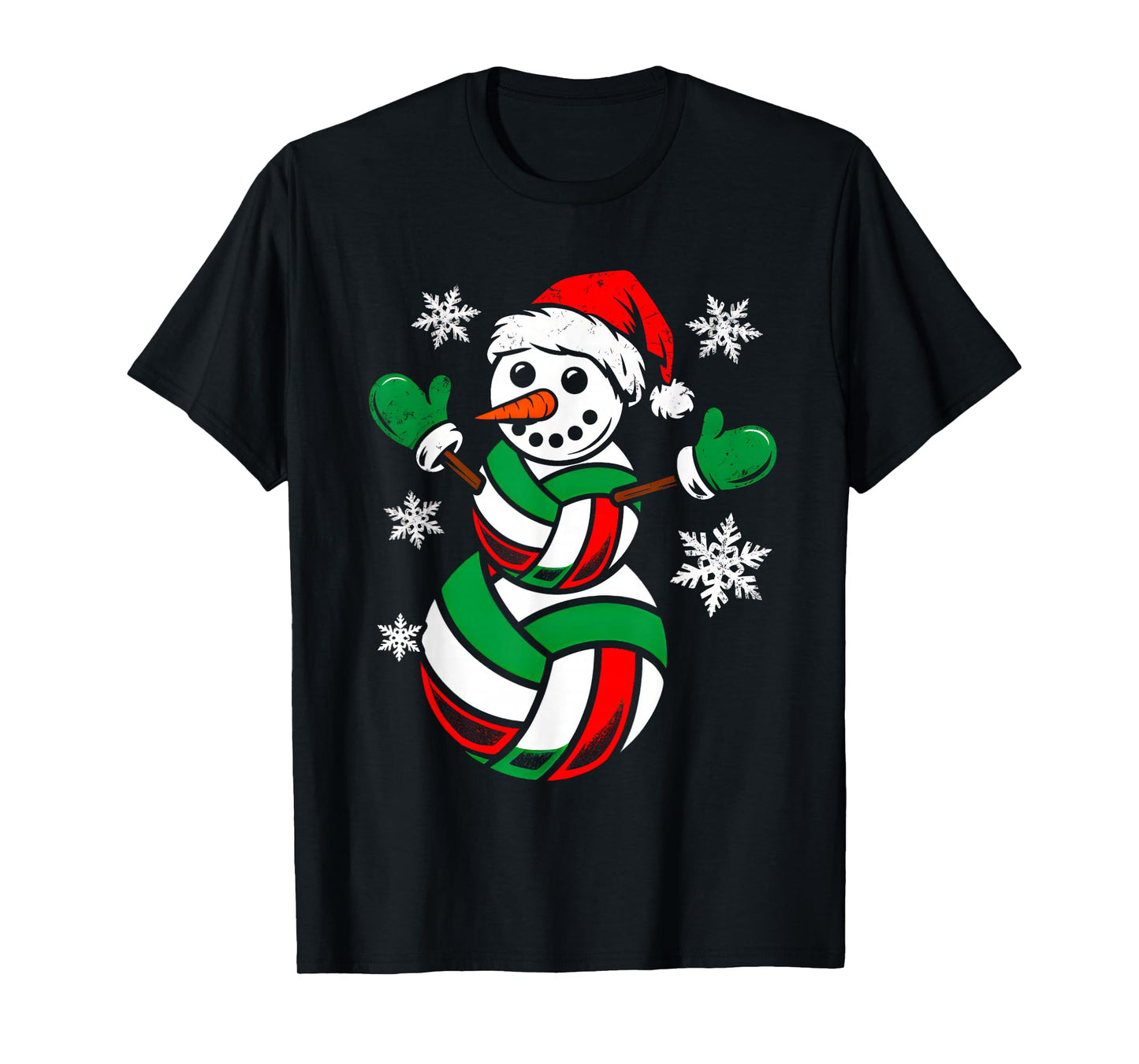 Volleyball Santa Hat Snowman Xmas Funny Volleyball Christmas T-Shirt