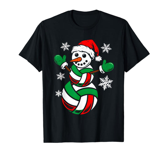 Volleyball Santa Hat Snowman Xmas Funny Volleyball Christmas T-Shirt