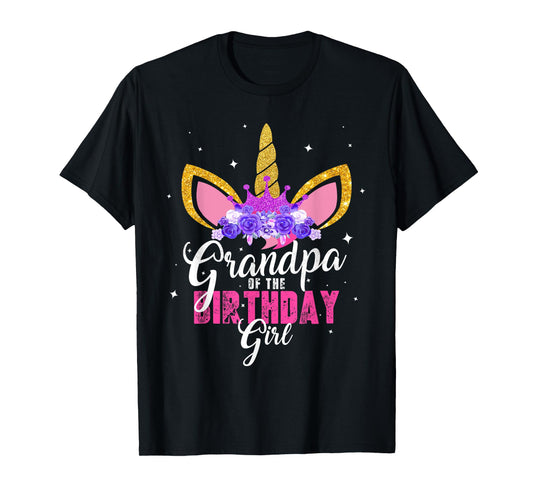 Grandpa Of The Birthday Girl Unicorn Princess Grandfather T-Shirt