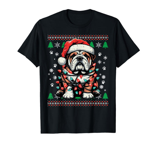 Christmas Dog English Bulldog Santa Ugly Xmas Men Women Kids T-Shirt