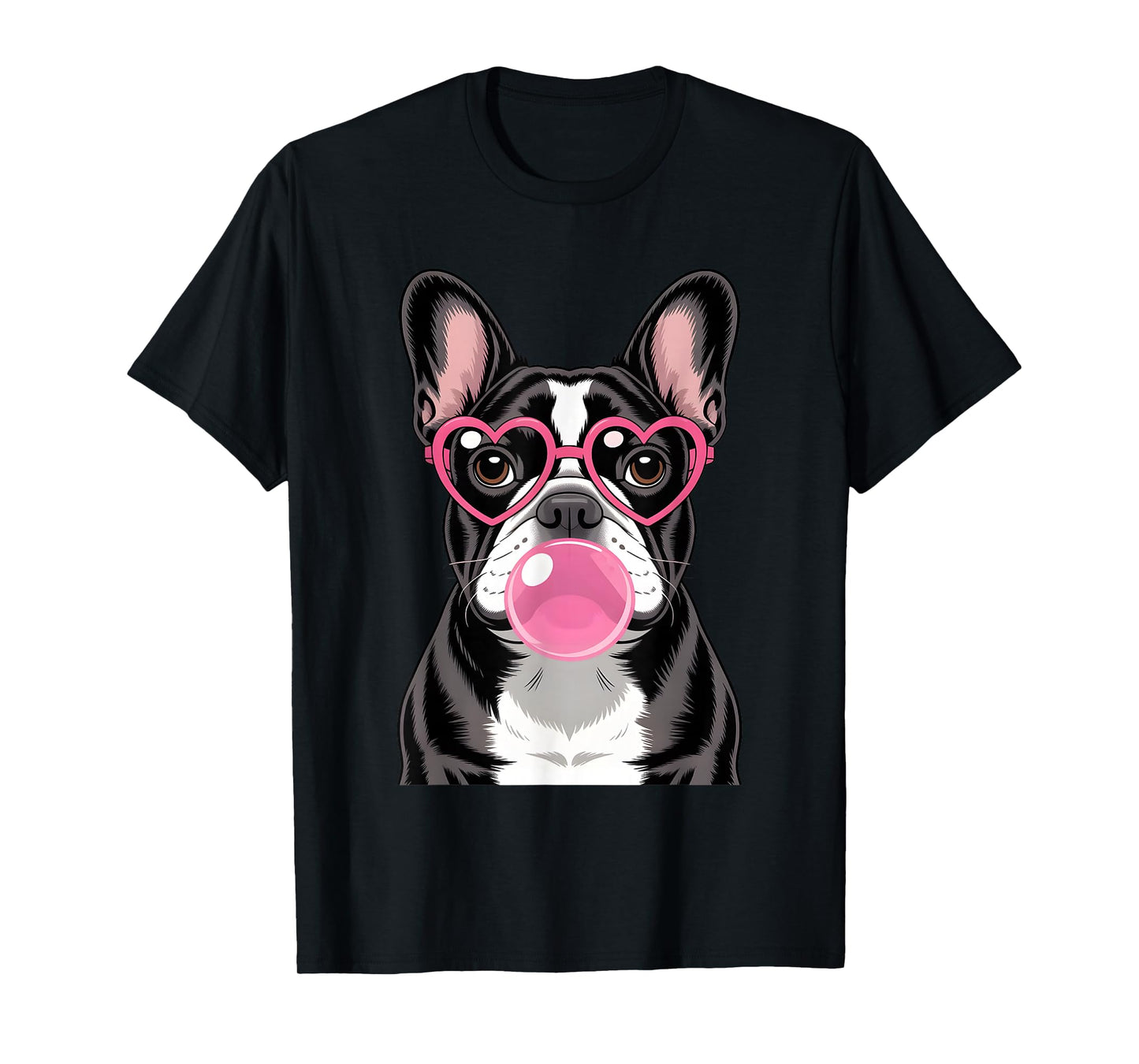 French Bulldog Bubblegum Tee Cute Pink Heart Dog Graphic T-Shirt