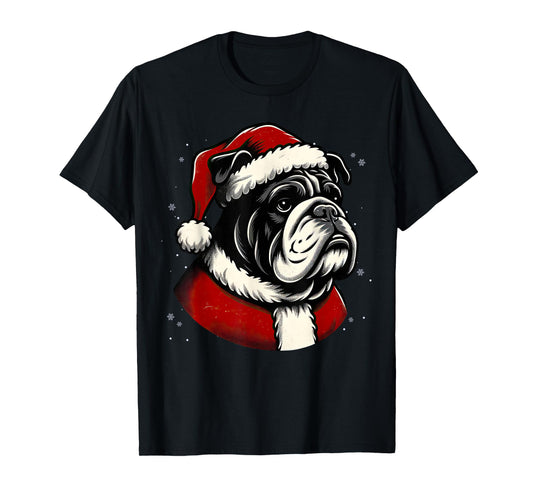 Bulldog Santa Christmas Tree Lights Ugly Pajama Dog Lover T-Shirt