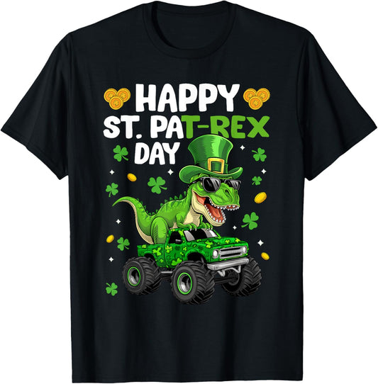 Happy St Pat-Rex Day St Patricks Day Dinosaur Monster Truck T-Shirt