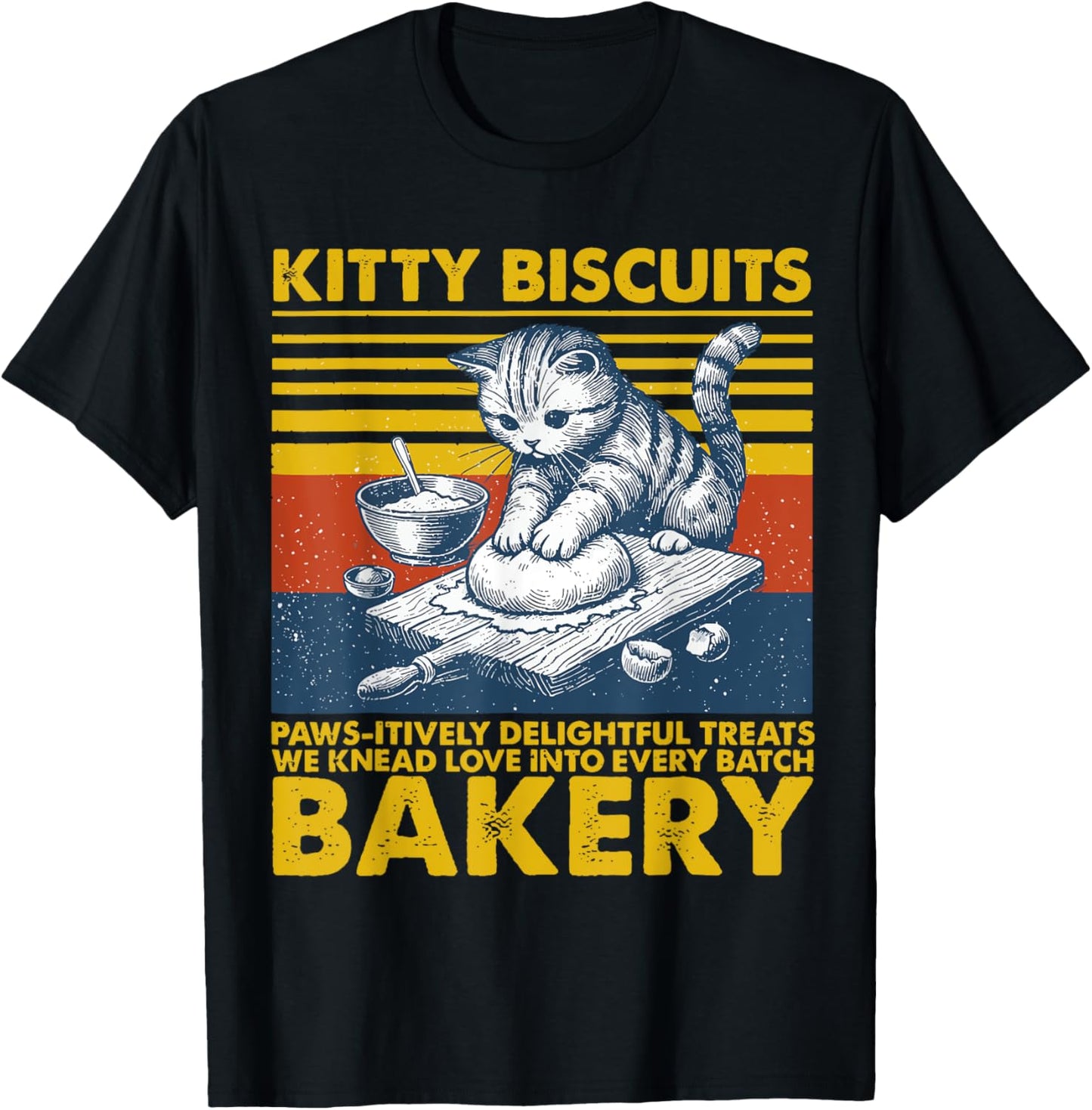 Funny Baker Tee Kitty Biscuits Bakery Cat Baking Cat Meme T-Shirt