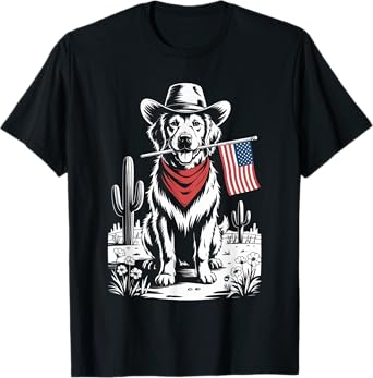 Golden Retriever USA Flag Dog Pride Tee for Dog Lovers Men Women Kids T-Shirt