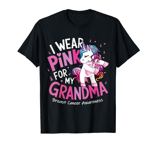 Breast Cancer Awareness Wear Pink Grandma Kids Baby Toddler T-Shirt