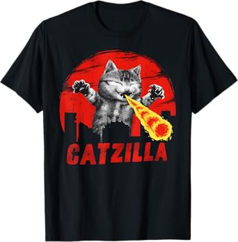 Catzilla Cat Japanese Art Funny Cat Gifts For Men Women Kid T-Shirt