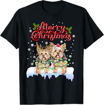 Merry Christmas Yorkie Christmas Pajama Dog Lover T-Shirt