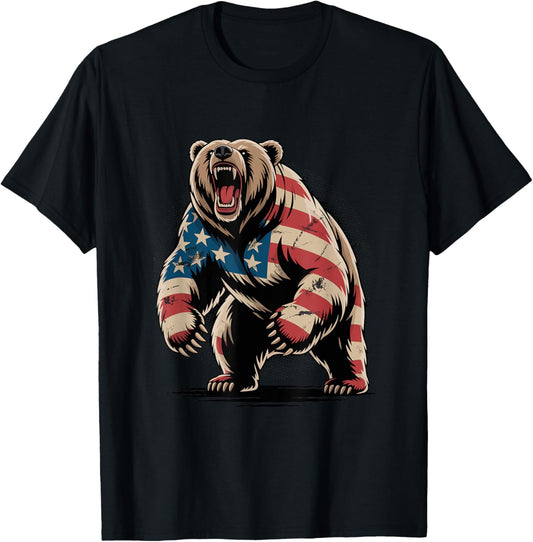 4th of July USA American Flag Bear Patriotic Bear Freedom T-Shirt