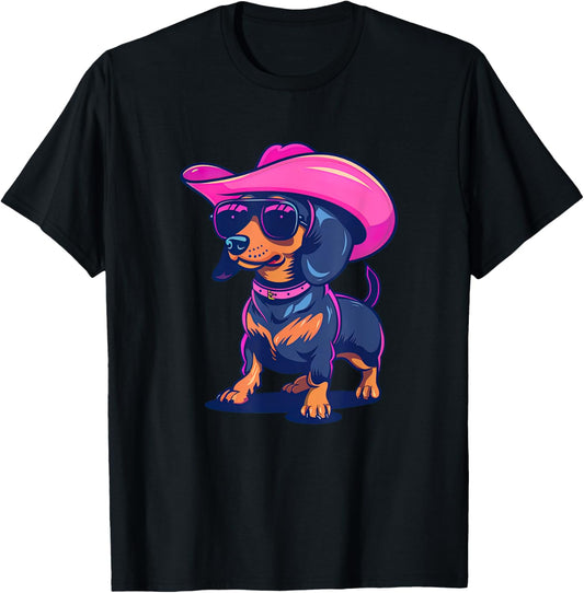 Cute Dachshund Pink Cowboy Hat Wiener Sausage Dog Puppy T-Shirt