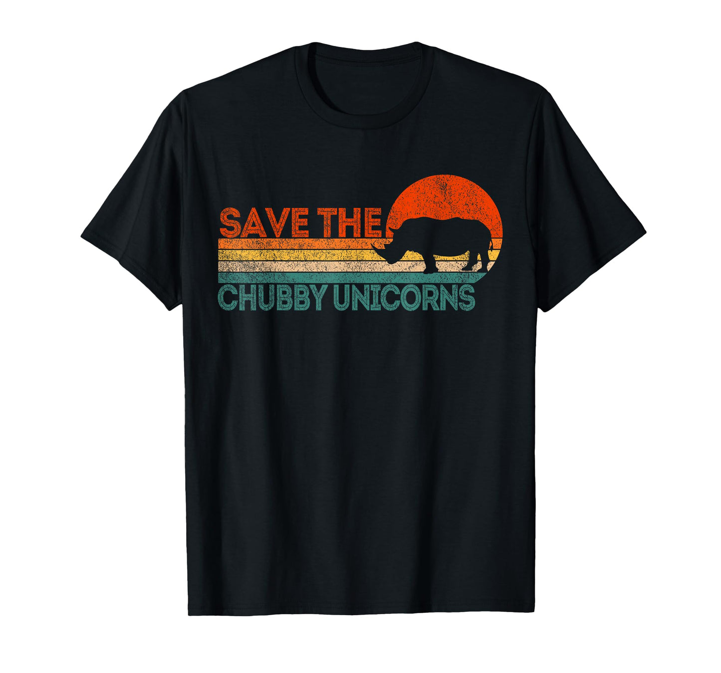 Save The Chubby Unicorns Funny Rhino Chubby Unicorn Retro T-Shirt