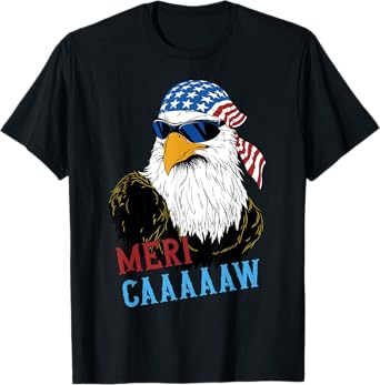 mericaaaaaw Eagle Mullet 4th Of July USA American Flag T-Shirt