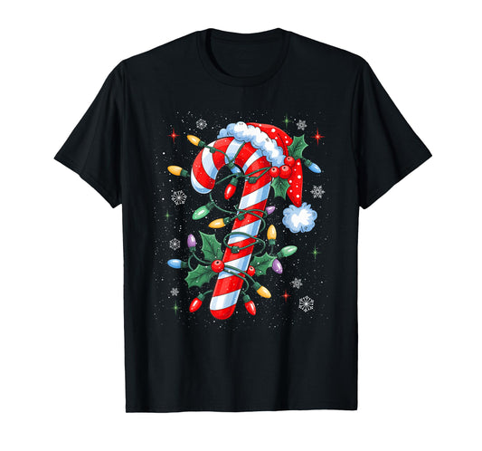 Candy Cane Christmas Santa Hat Kids Toddler Youth Women Men T-Shirt