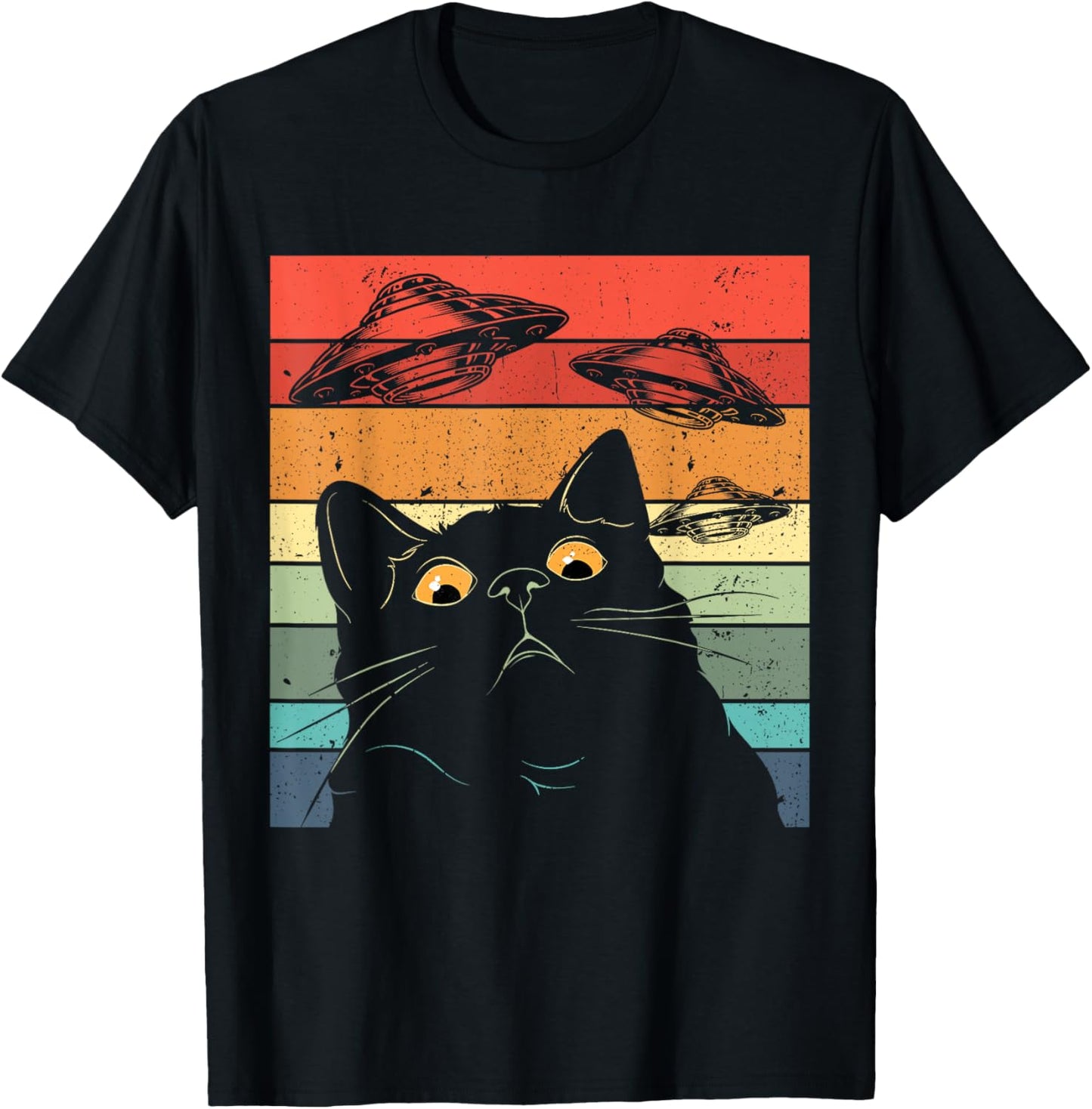 Funny Cat Tee, Galaxy Cat Shirt Spaceship Alien Cat UFO T-Shirt