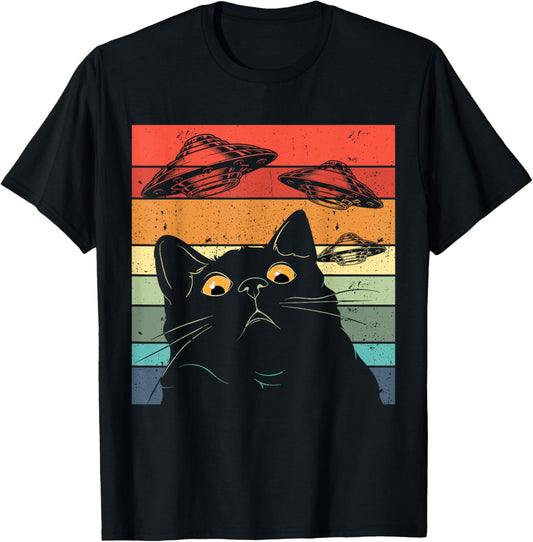 Funny Cat Tee, Galaxy Cat Shirt Spaceship Alien Cat UFO T-Shirt