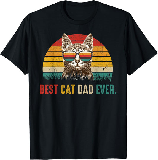 Best Cat Dad Ever Funny Fathers Day Vintage Cat Daddy T-Shirt