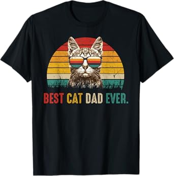 Best Cat Dad Ever Funny Fathers Day Vintage Cat Daddy T-Shirt for Men