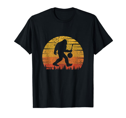 Vintage Retro Sunset Funny Bigfoot Banjo Player T-Shirt