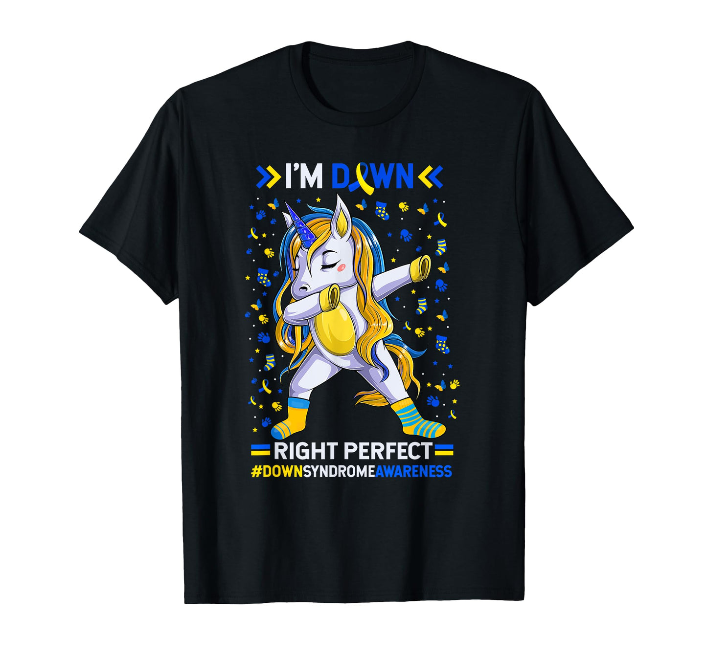 Down syndrome awareness Down Right Perfect Dabbing Unicorn T-Shirt