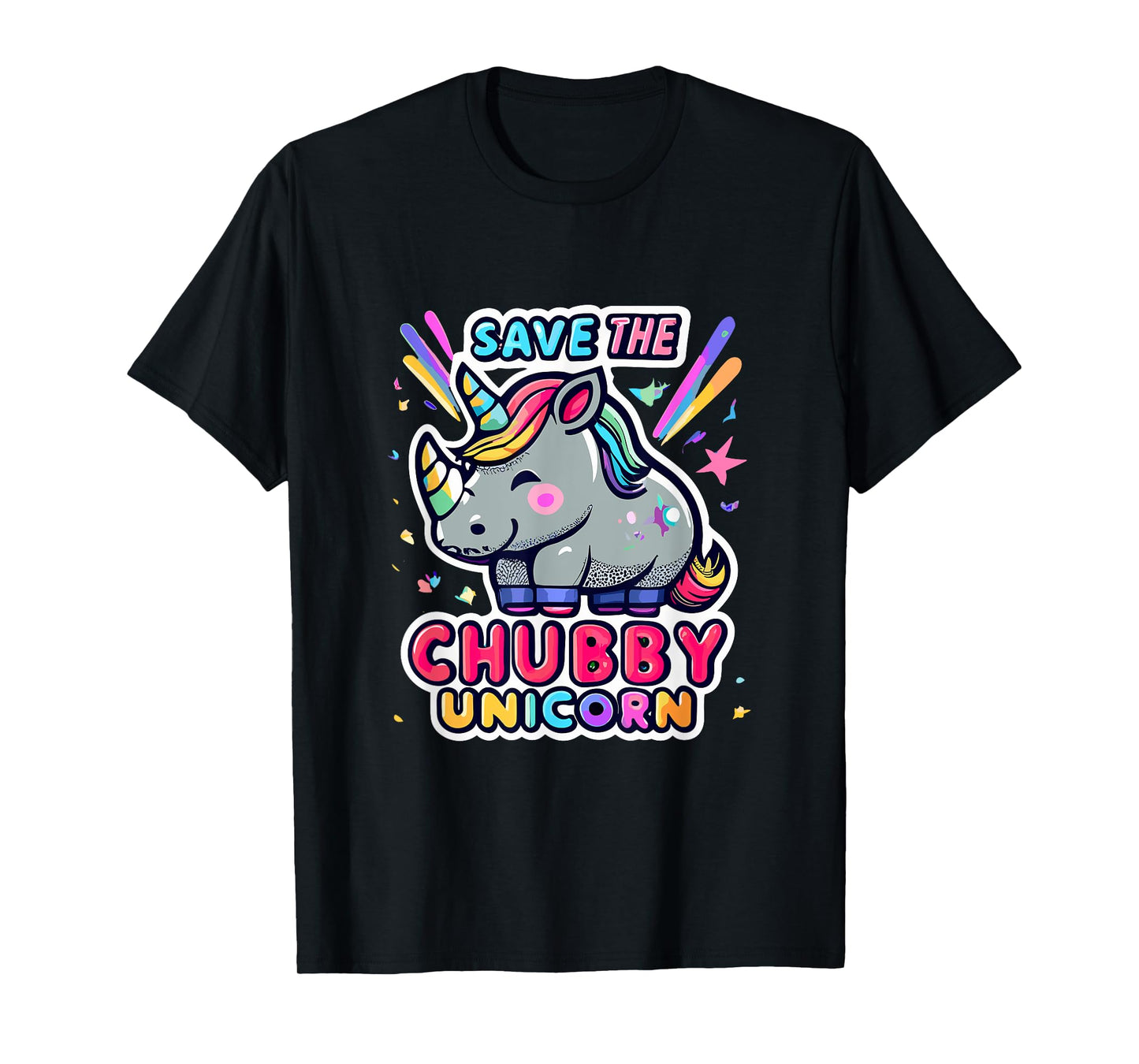 Save Chubby Unicorn Rhino Rainbow Animal Rights Conservation T-Shirt