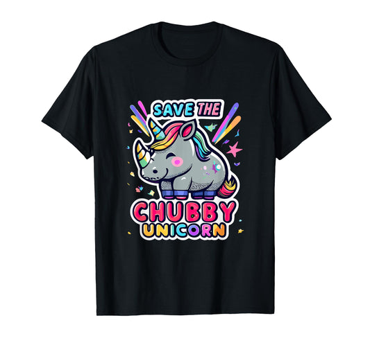 Save Chubby Unicorn Rhino Rainbow Animal Rights Conservation T-Shirt