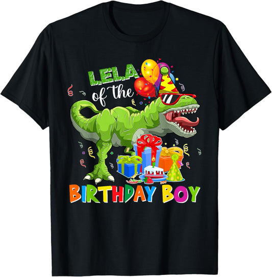 Lela Of The Birthday Boy T-rex Rawr Dinosaur Birthday T-Shirt