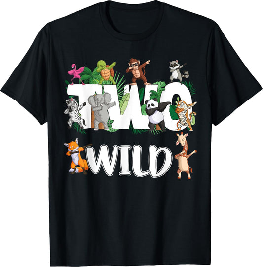 Two wild animals safari 2 years jungle 2nd second birthday T-Shirt