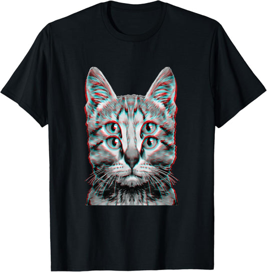 Glitch Weird Cat Kitten Optical Illusion Cat Mom Dad T-Shirt