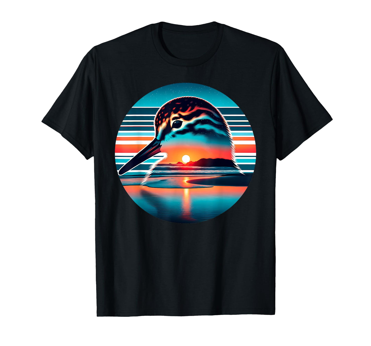 Sandpiper Bird Sunset Retro Style Safari Vintage 70s T-Shirt