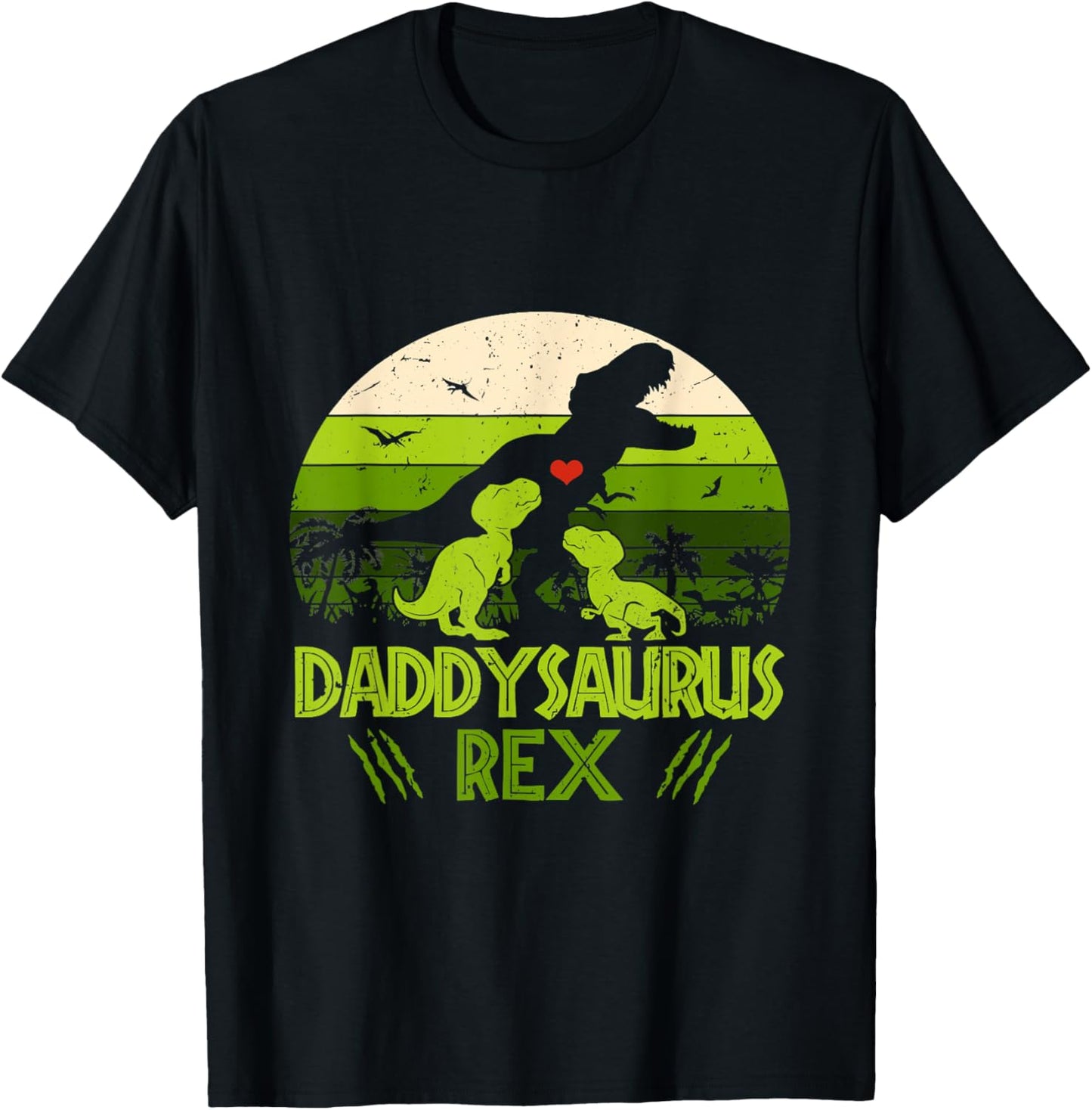 Daddysaurus Rex 2 Kids Sunset Dinosaur For Fathers Day Gift T-Shirt