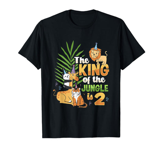 The king of the jungle is 2 Birthday Zoo Animal kids Design T-Shirt
