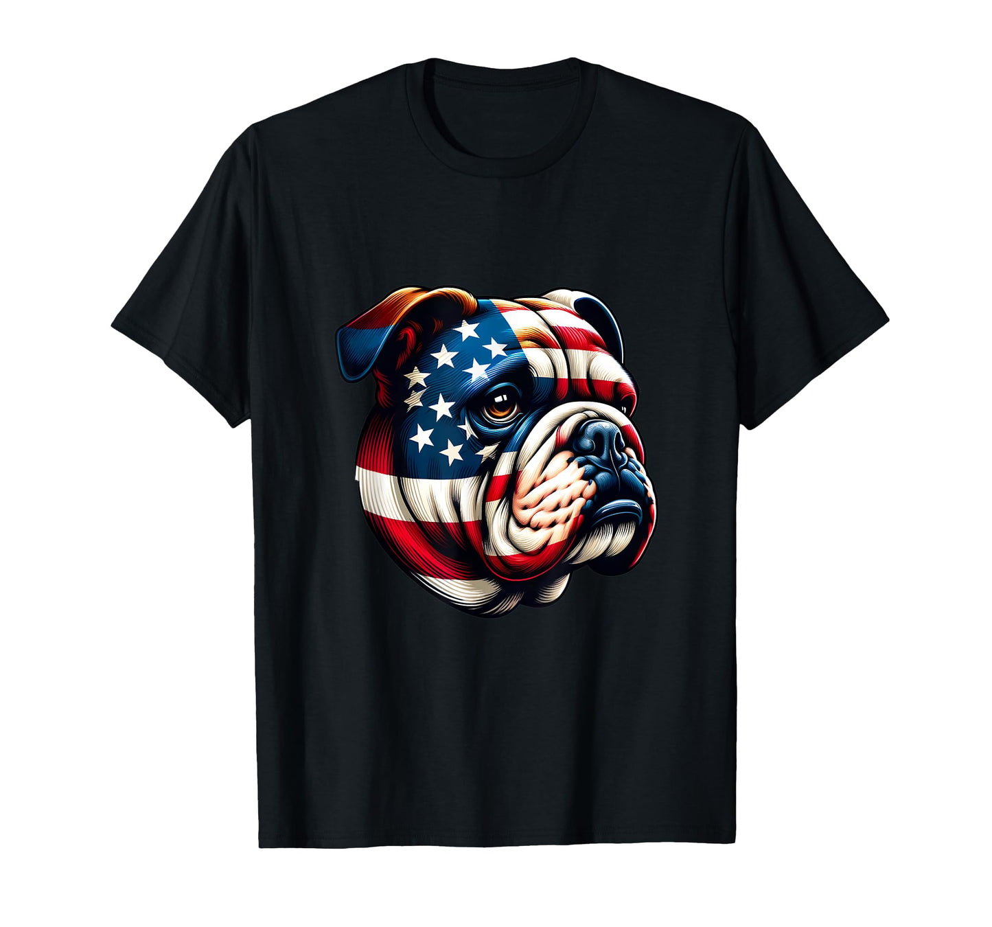 Patriotic English Bulldog Lover Owner Men American USA Flag T-Shirt