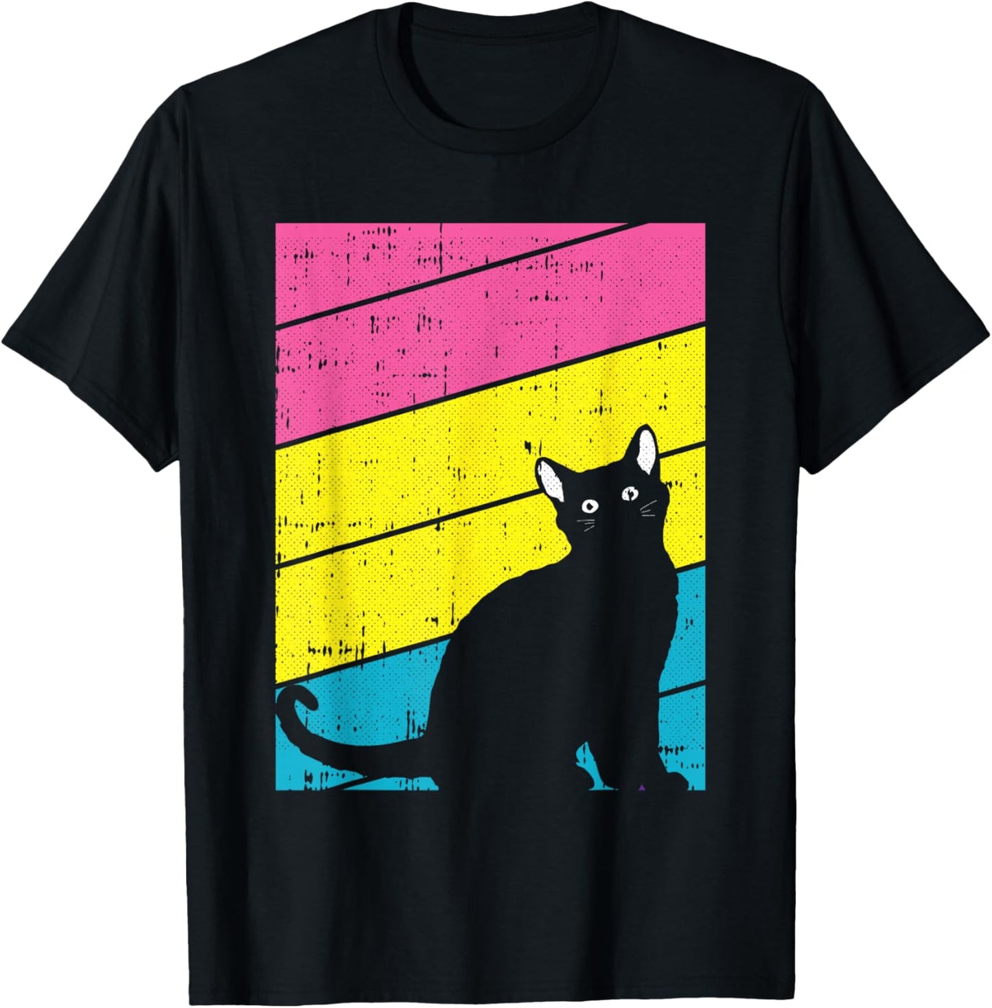Black Cat Pan-sexual Pride Kitten Lover LGBT-Q Proud Ally T-Shirt