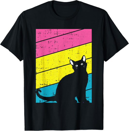 Black Cat Pan-sexual Pride Kitten Lover LGBT-Q Proud Ally T-Shirt