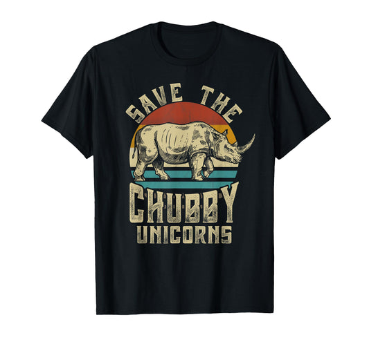 save the chubby unicorn rhino retro vintage T-Shirt